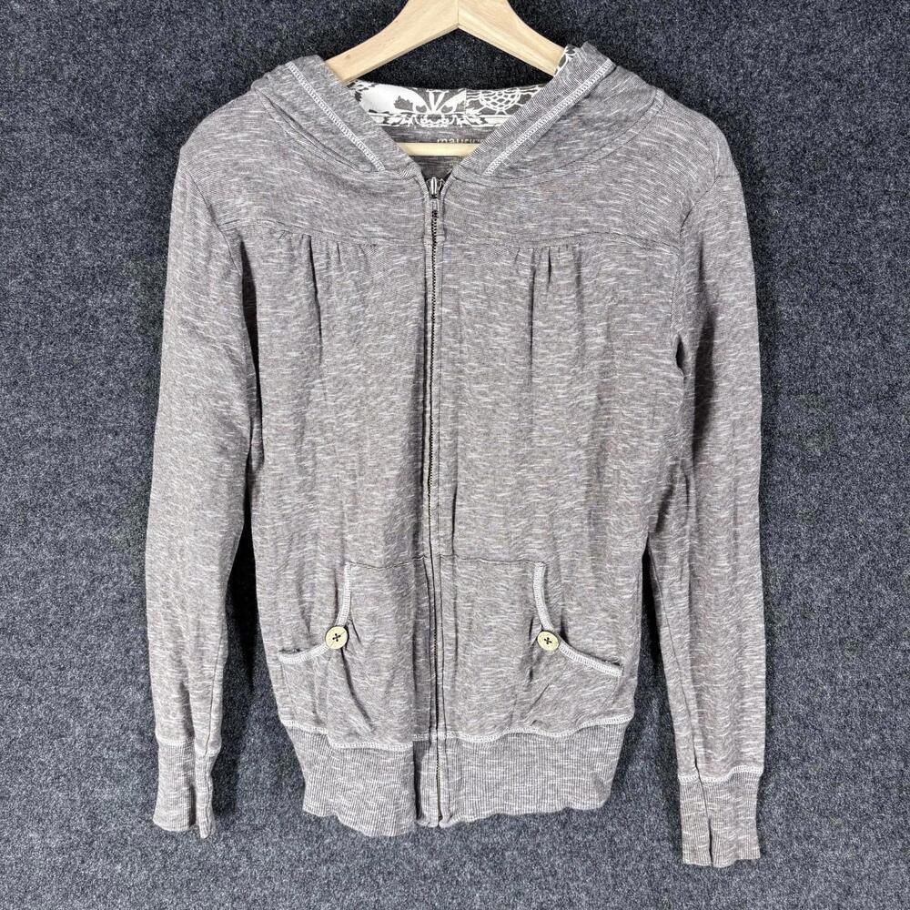 Maurices Full Zip Hoodie Women L Large Gray Hooded Long Sleeve Pockets Cotton